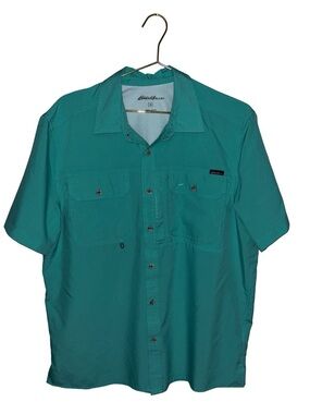 Eddie Bauer Men’s Short-Sleeve Teal Outdoor Performance Shirt Size Medium